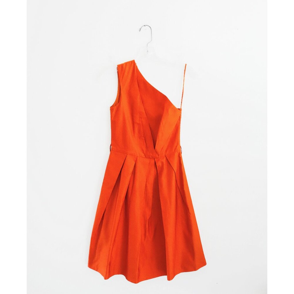 Martin Grant Orange Cotton Silk One Shoulder Cocktail Dress 36 fit 0 2